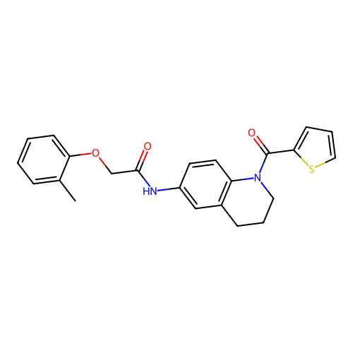 2-(2-methylphenoxy)-N-[1-(thiophene-2-carbonyl)-1,2,3,4-tetrahydroquinolin-6-yl]acetamide structure