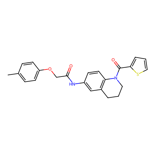 2-(4-methylphenoxy)-N-[1-(thiophene-2-carbonyl)-1,2,3,4-tetrahydroquinolin-6-yl]acetamide structure