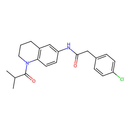 2-(4-chlorophenyl)-N-(1-isobutyryl-1,2,3,4-tetrahydroquinolin-6-yl)acetamide structure