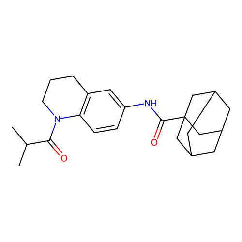 N-[1-(2-methylpropanoyl)-3,4-dihydro-2H-quinolin-6-yl]adamantane-1-carboxamide structure