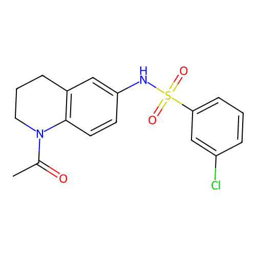 N-(1-acetyl-3,4-dihydro-2H-quinolin-6-yl)-3-chlorobenzenesulfonamide structure