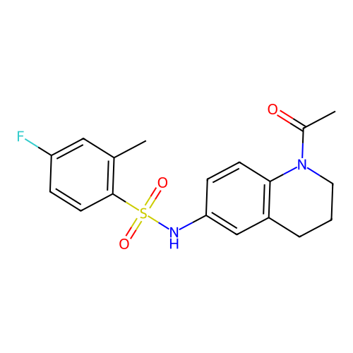 N-(1-acetyl-3,4-dihydro-2H-quinolin-6-yl)-4-fluoro-2-methylbenzenesulfonamide structure