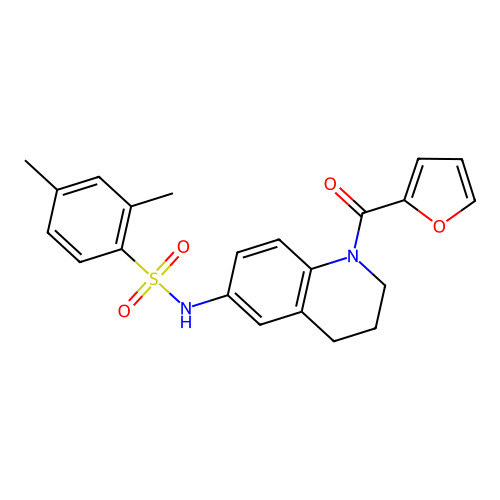 N-[1-(furan-2-carbonyl)-1,2,3,4-tetrahydroquinolin-6-yl]-2,4-dimethylbenzene-1-sulfonamide structure