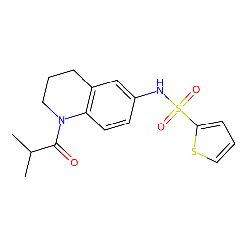 N-(1-isobutyryl-1,2,3,4-tetrahydroquinolin-6-yl)thiophene-2-sulfonamide structure