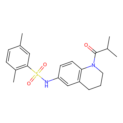 N-(1-isobutyryl-1,2,3,4-tetrahydroquinolin-6-yl)-2,5-dimethylbenzenesulfonamide structure