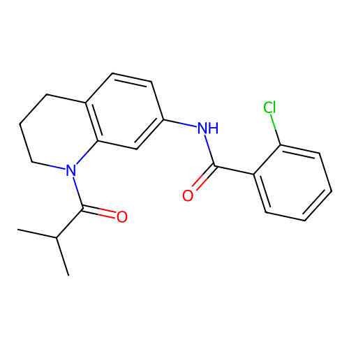 2-chloro-N-(1-isobutyryl-1,2,3,4-tetrahydroquinolin-7-yl)benzamide structure