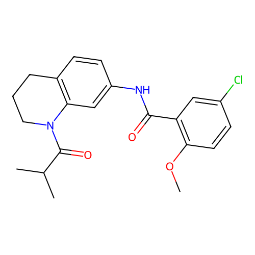 5-chloro-N-(1-isobutyryl-1,2,3,4-tetrahydroquinolin-7-yl)-2-methoxybenzamide structure