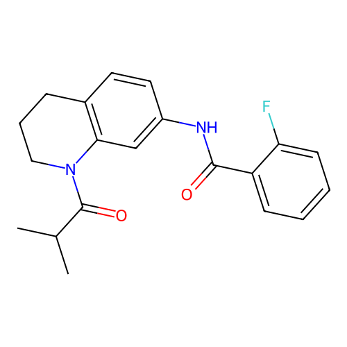 2-fluoro-N-(1-isobutyryl-1,2,3,4-tetrahydroquinolin-7-yl)benzamide structure
