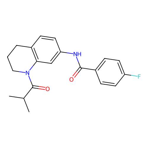 4-fluoro-N-(1-isobutyryl-1,2,3,4-tetrahydroquinolin-7-yl)benzamide structure