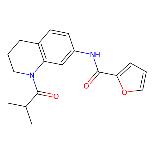 N-[1-(2-methylpropanoyl)-3,4-dihydro-2H-quinolin-7-yl]furan-2-carboxamide structure