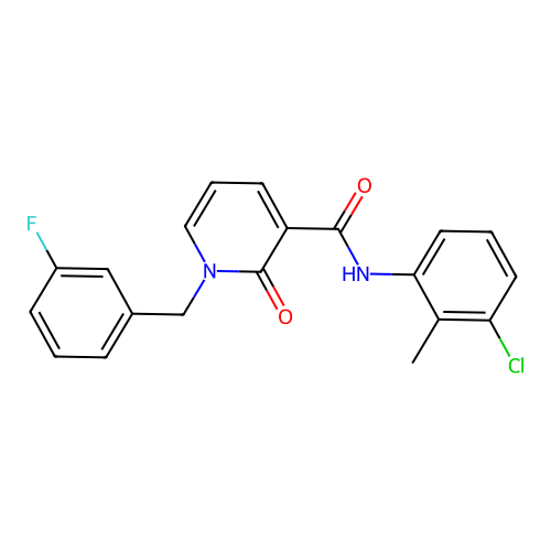 N-(3-chloro-2-methylphenyl)-1-[(3-fluorophenyl)methyl]-2-oxo-1,2-dihydropyridine-3-carboxamide structure