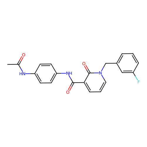 N-(4-acetamidophenyl)-1-(3-fluorobenzyl)-2-oxo-1,2-dihydropyridine-3-carboxamide structure