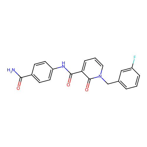 N-(4-carbamoylphenyl)-1-(3-fluorobenzyl)-2-oxo-1,2-dihydropyridine-3-carboxamide structure