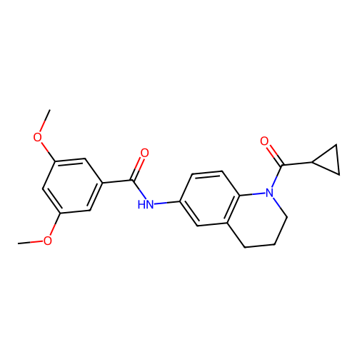 N-[1-(cyclopropanecarbonyl)-3,4-dihydro-2H-quinolin-6-yl]-3,5-dimethoxybenzamide structure