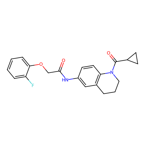 N-(1-cyclopropanecarbonyl-1,2,3,4-tetrahydroquinolin-6-yl)-2-(2-fluorophenoxy)acetamide structure