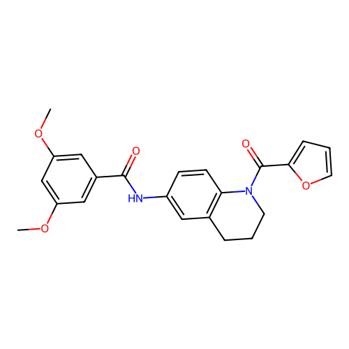 N-[1-(furan-2-carbonyl)-1,2,3,4-tetrahydroquinolin-6-yl]-3,5-dimethoxybenzamide structure
