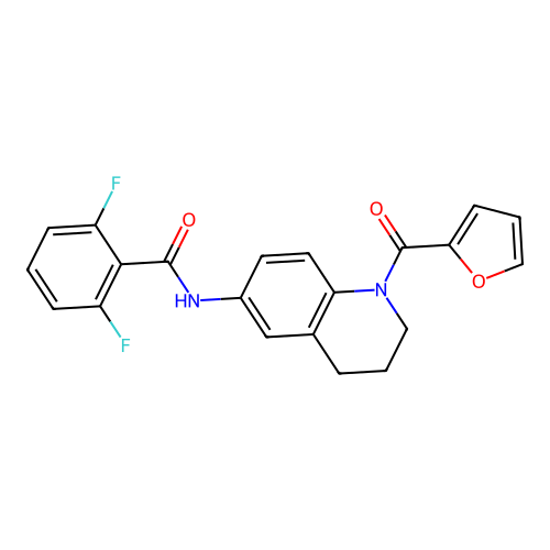 2,6-difluoro-N-[1-(furan-2-carbonyl)-1,2,3,4-tetrahydroquinolin-6-yl]benzamide structure