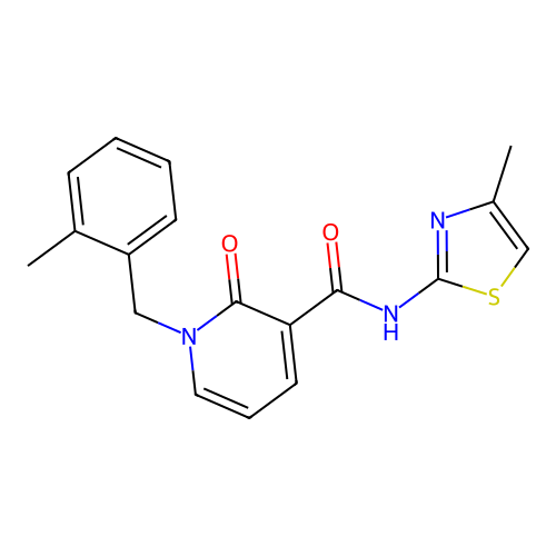 1-(2-methylbenzyl)-N-(4-methylthiazol-2-yl)-2-oxo-1,2-dihydropyridine-3-carboxamide structure