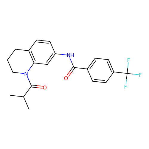 N-(1-isobutyryl-1,2,3,4-tetrahydroquinolin-7-yl)-4-(trifluoromethyl)benzamide structure