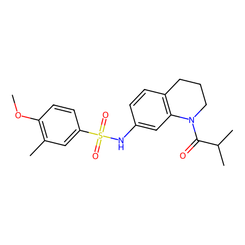 4-methoxy-3-methyl-N-[1-(2-methylpropanoyl)-1,2,3,4-tetrahydroquinolin-7-yl]benzene-1-sulfonamide structure