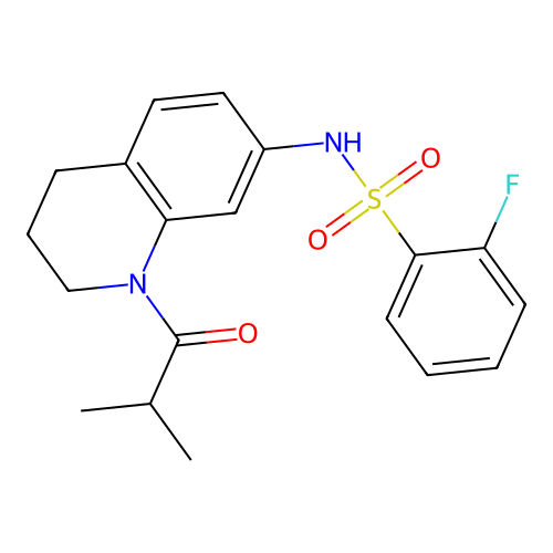 2-fluoro-N-(1-isobutyryl-1,2,3,4-tetrahydroquinolin-7-yl)benzenesulfonamide structure