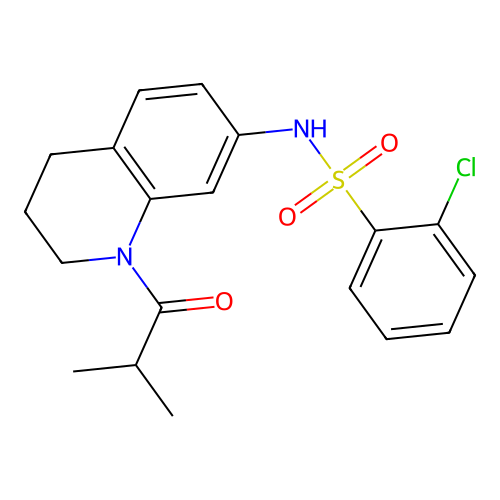 2-chloro-N-(1-isobutyryl-1,2,3,4-tetrahydroquinolin-7-yl)benzenesulfonamide structure