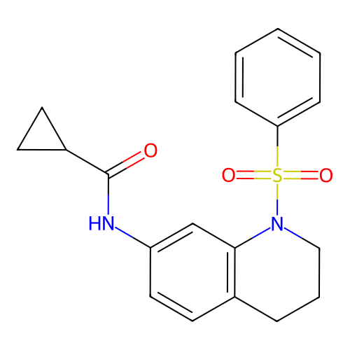 N-[1-(benzenesulfonyl)-3,4-dihydro-2H-quinolin-7-yl]cyclopropanecarboxamide structure