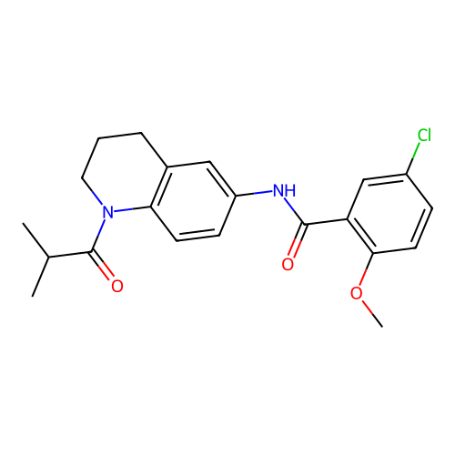 5-chloro-N-(1-isobutyryl-1,2,3,4-tetrahydroquinolin-6-yl)-2-methoxybenzamide structure