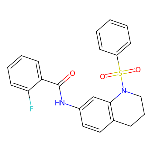 N-[1-(benzenesulfonyl)-3,4-dihydro-2H-quinolin-7-yl]-2-fluorobenzamide structure