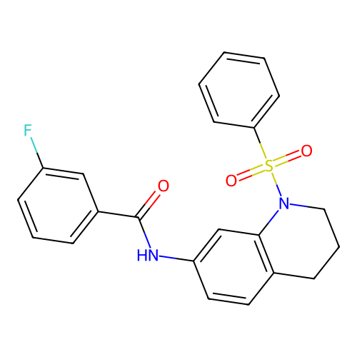 N-[1-(benzenesulfonyl)-3,4-dihydro-2H-quinolin-7-yl]-3-fluorobenzamide structure