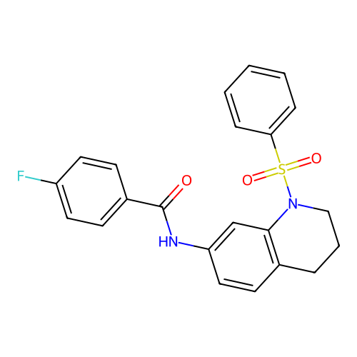 N-[1-(benzenesulfonyl)-3,4-dihydro-2H-quinolin-7-yl]-4-fluorobenzamide structure