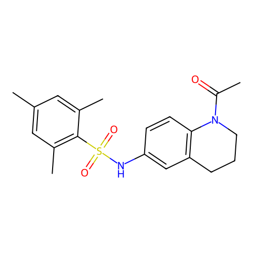 N-(1-acetyl-3,4-dihydro-2H-quinolin-6-yl)-2,4,6-trimethylbenzenesulfonamide structure