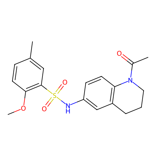 N-(1-acetyl-3,4-dihydro-2H-quinolin-6-yl)-2-methoxy-5-methylbenzenesulfonamide structure