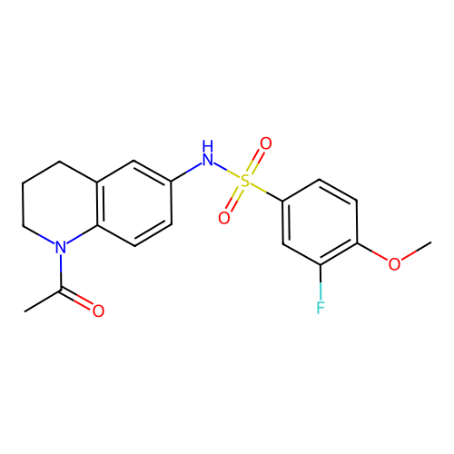 N-(1-acetyl-3,4-dihydro-2H-quinolin-6-yl)-3-fluoro-4-methoxybenzenesulfonamide structure