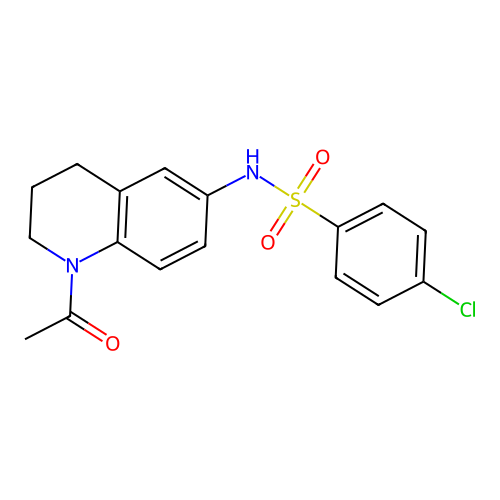 N-(1-acetyl-3,4-dihydro-2H-quinolin-6-yl)-4-chlorobenzenesulfonamide structure