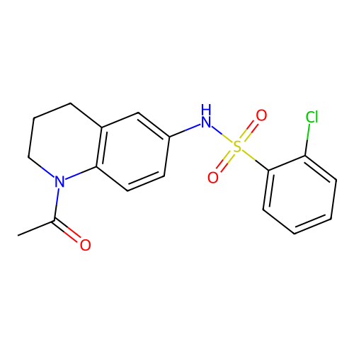 N-(1-acetyl-3,4-dihydro-2H-quinolin-6-yl)-2-chlorobenzenesulfonamide structure