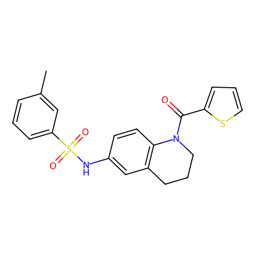 3-methyl-N-[1-(thiophene-2-carbonyl)-1,2,3,4-tetrahydroquinolin-6-yl]benzene-1-sulfonamide structure