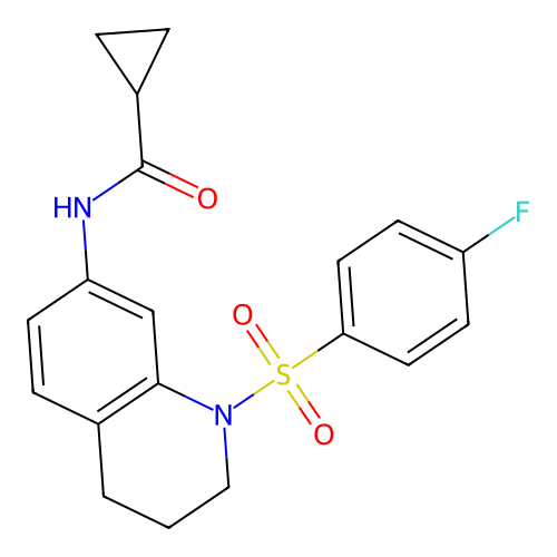 N-[1-(4-fluorobenzenesulfonyl)-1,2,3,4-tetrahydroquinolin-7-yl]cyclopropanecarboxamide structure