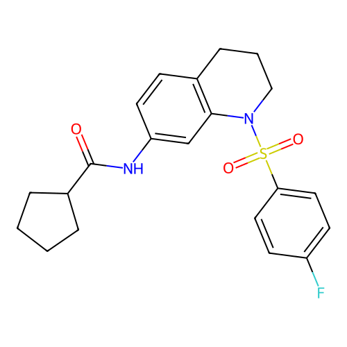 N-[1-(4-fluorobenzenesulfonyl)-1,2,3,4-tetrahydroquinolin-7-yl]cyclopentanecarboxamide structure