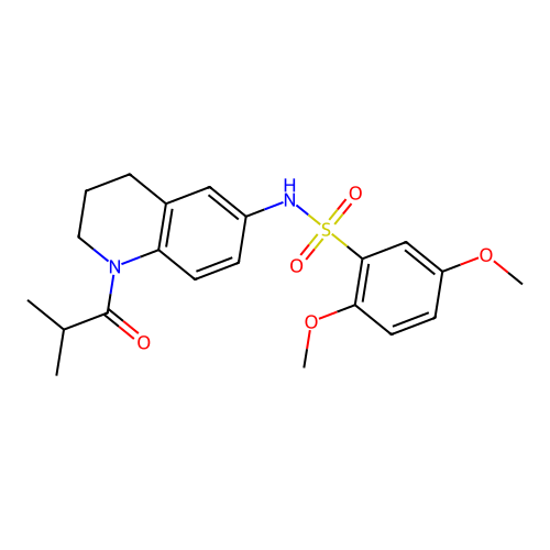 N-(1-isobutyryl-1,2,3,4-tetrahydroquinolin-6-yl)-2,5-dimethoxybenzenesulfonamide structure