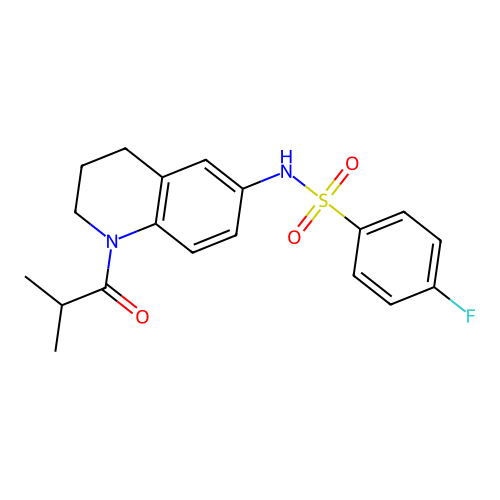 4-fluoro-N-(1-isobutyryl-1,2,3,4-tetrahydroquinolin-6-yl)benzenesulfonamide structure