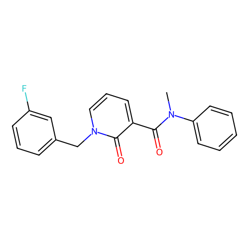 1-(3-fluorobenzyl)-N-methyl-2-oxo-N-phenyl-1,2-dihydropyridine-3-carboxamide structure