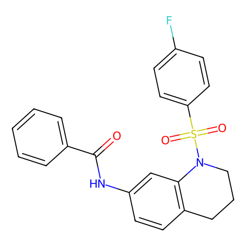 N-[1-(4-fluorophenyl)sulfonyl-3,4-dihydro-2H-quinolin-7-yl]benzamide structure
