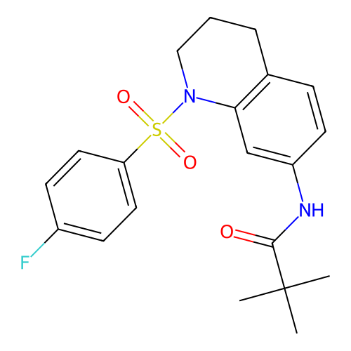 N-(1-((4-fluorophenyl)sulfonyl)-1,2,3,4-tetrahydroquinolin-7-yl)pivalamide structure