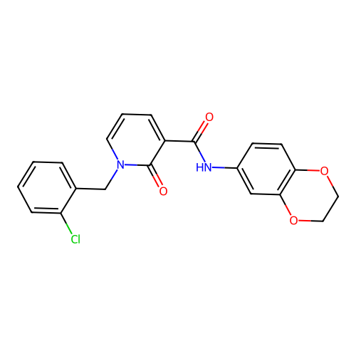 1-[(2-chlorophenyl)methyl]-N-(2,3-dihydro-1,4-benzodioxin-6-yl)-2-oxo-1,2-dihydropyridine-3-carboxamide structure