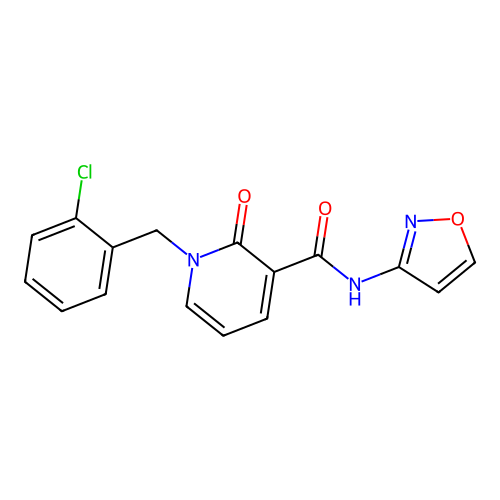 1-(2-chlorobenzyl)-N-(isoxazol-3-yl)-2-oxo-1,2-dihydropyridine-3-carboxamide structure