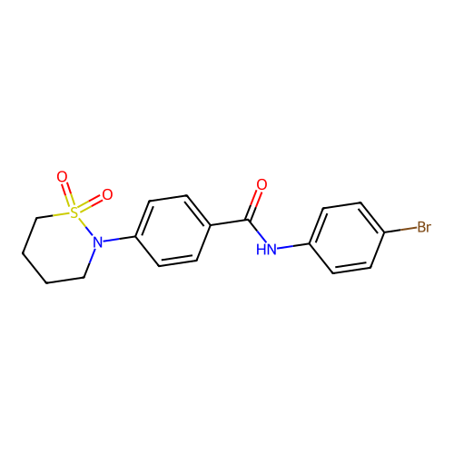 N-(4-bromophenyl)-4-(1,1-dioxido-1,2-thiazinan-2-yl)benzamide structure