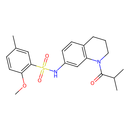 2-methoxy-5-methyl-N-[1-(2-methylpropanoyl)-3,4-dihydro-2H-quinolin-7-yl]benzenesulfonamide structure