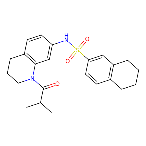 N-(1-isobutyryl-1,2,3,4-tetrahydroquinolin-7-yl)-5,6,7,8-tetrahydronaphthalene-2-sulfonamide structure