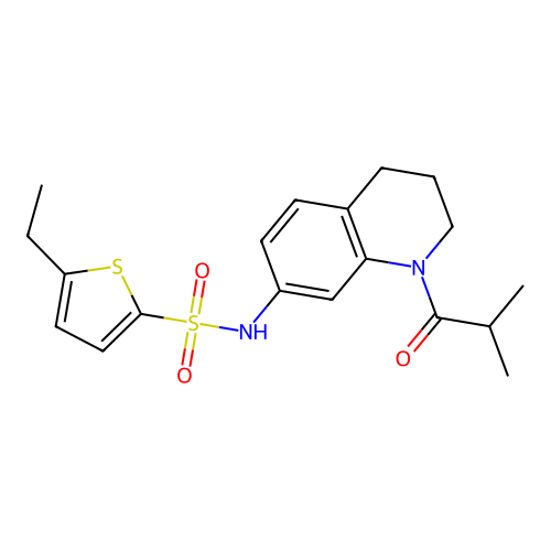 5-ethyl-N-[1-(2-methylpropanoyl)-1,2,3,4-tetrahydroquinolin-7-yl]thiophene-2-sulfonamide structure
